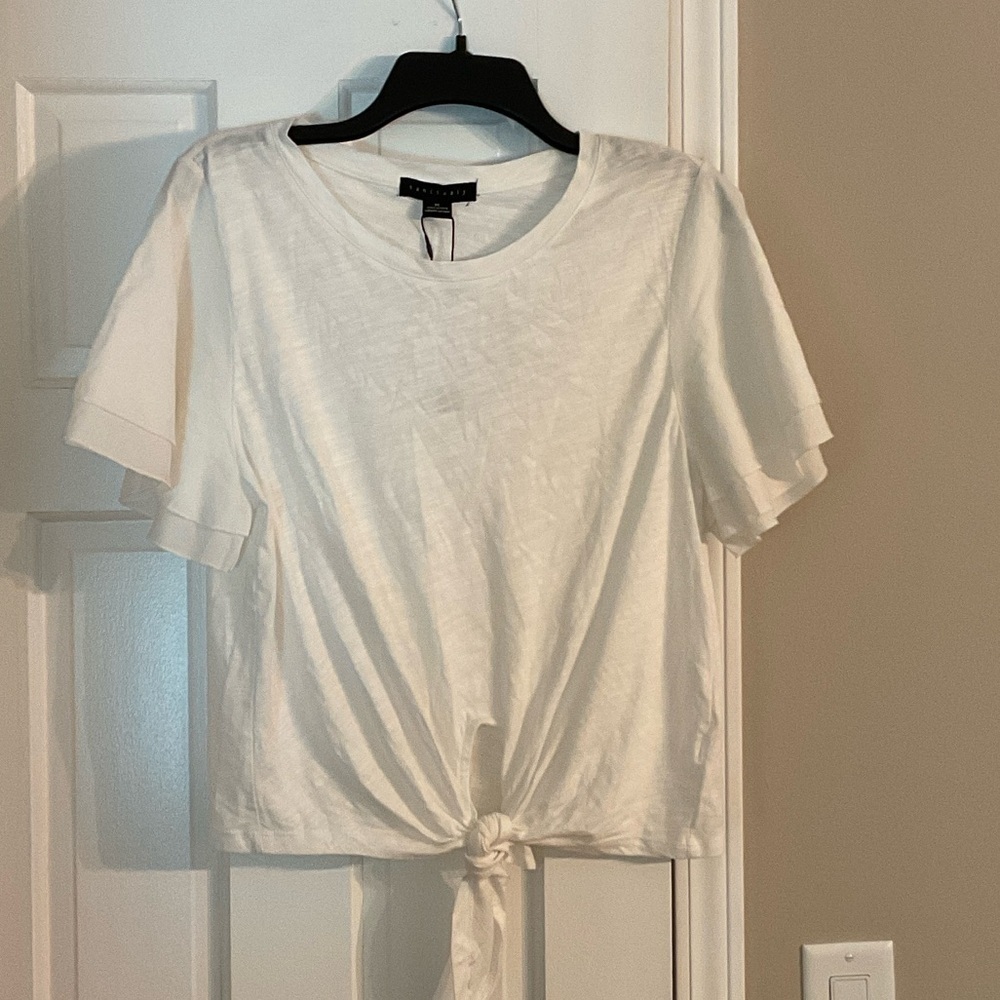 Cream Knot Front Tee